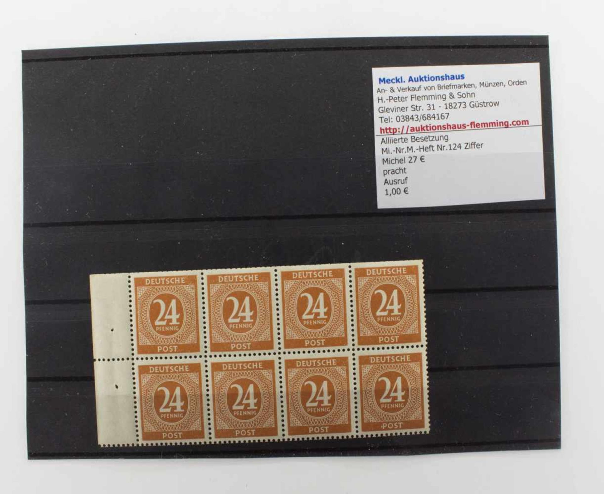 Briefmarken Alliierte BesetzungBlock aus Markenheft, 6 x Mi. 124, postfrisch