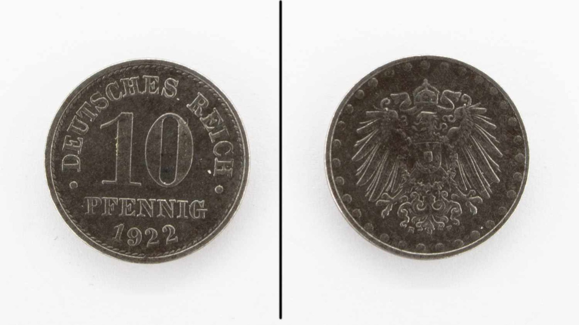10 PfennigDeutsches Reich 1922 E, Eisen, vzgl.