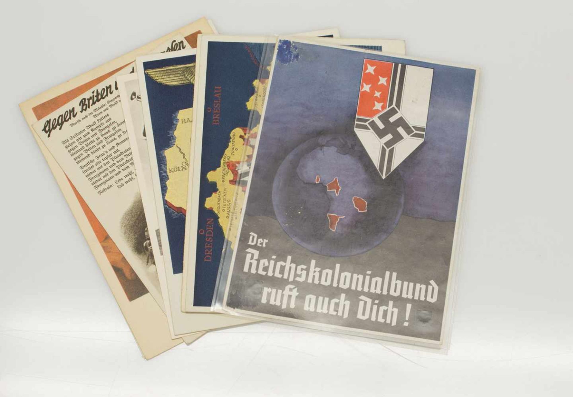 8 PropagandapostkartenIII. Reich, mit Briefmarken u. Sonderstempeln, z.T. gelaufen