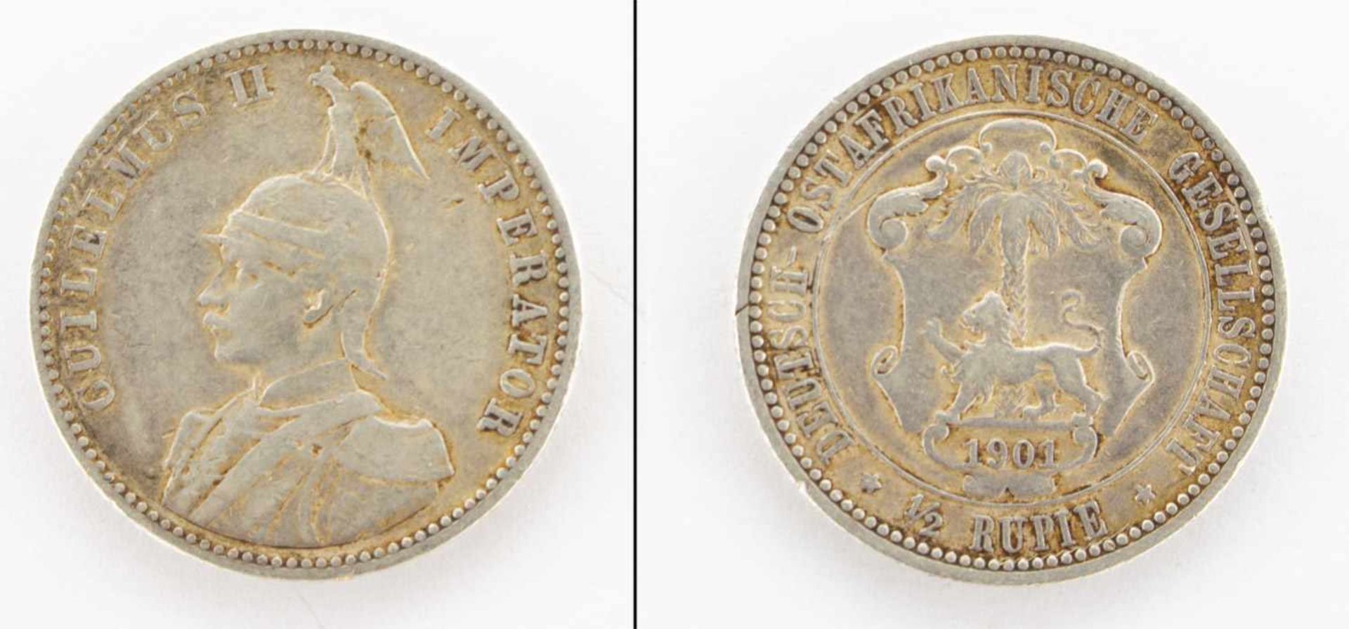 1/2 RupieDeutsch Ostafrikanische Gesellschaft 1901, Wilhelm II., Silber