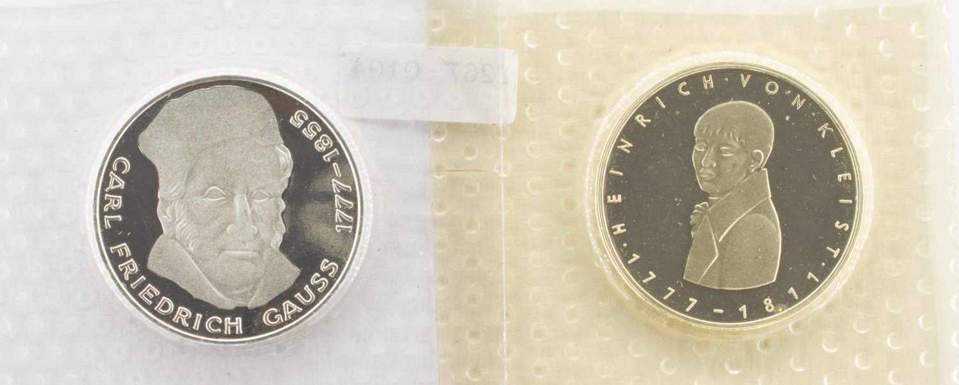 2 x 5 MarkBRD, 1977 G Heinrich von Kleist u. 1977 J Friedrich Gauss, PP, Original verpackt