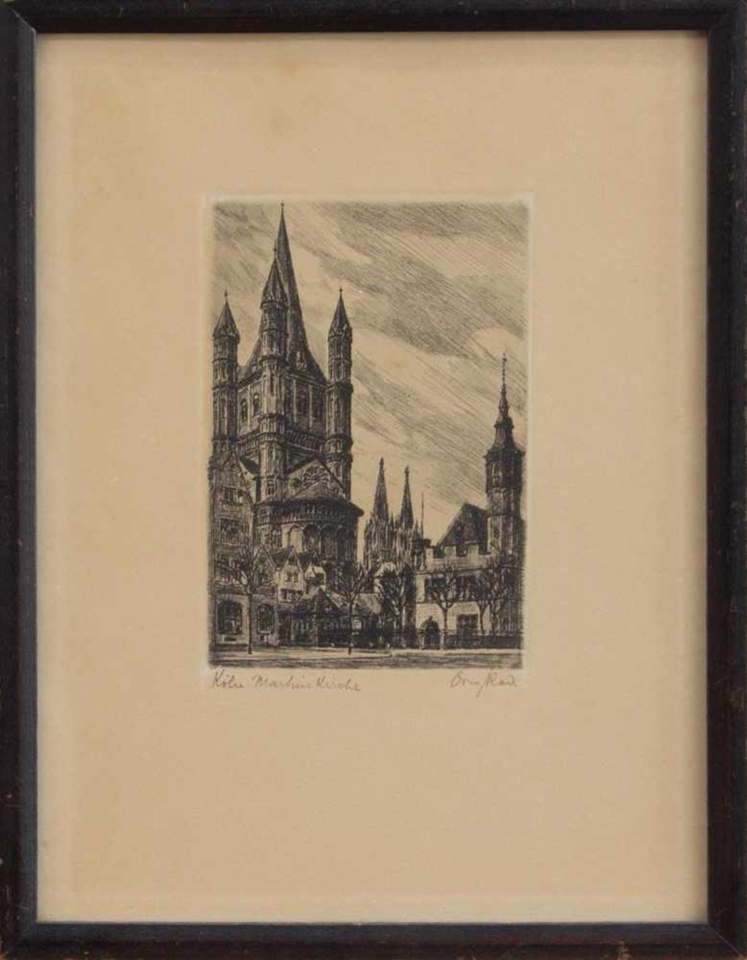 Unbekannt(Grafiker des 20. Jh.)Köln Martins KircheOriginal Radierung, 12 x 8,5 cm, gerahmt, i.d.