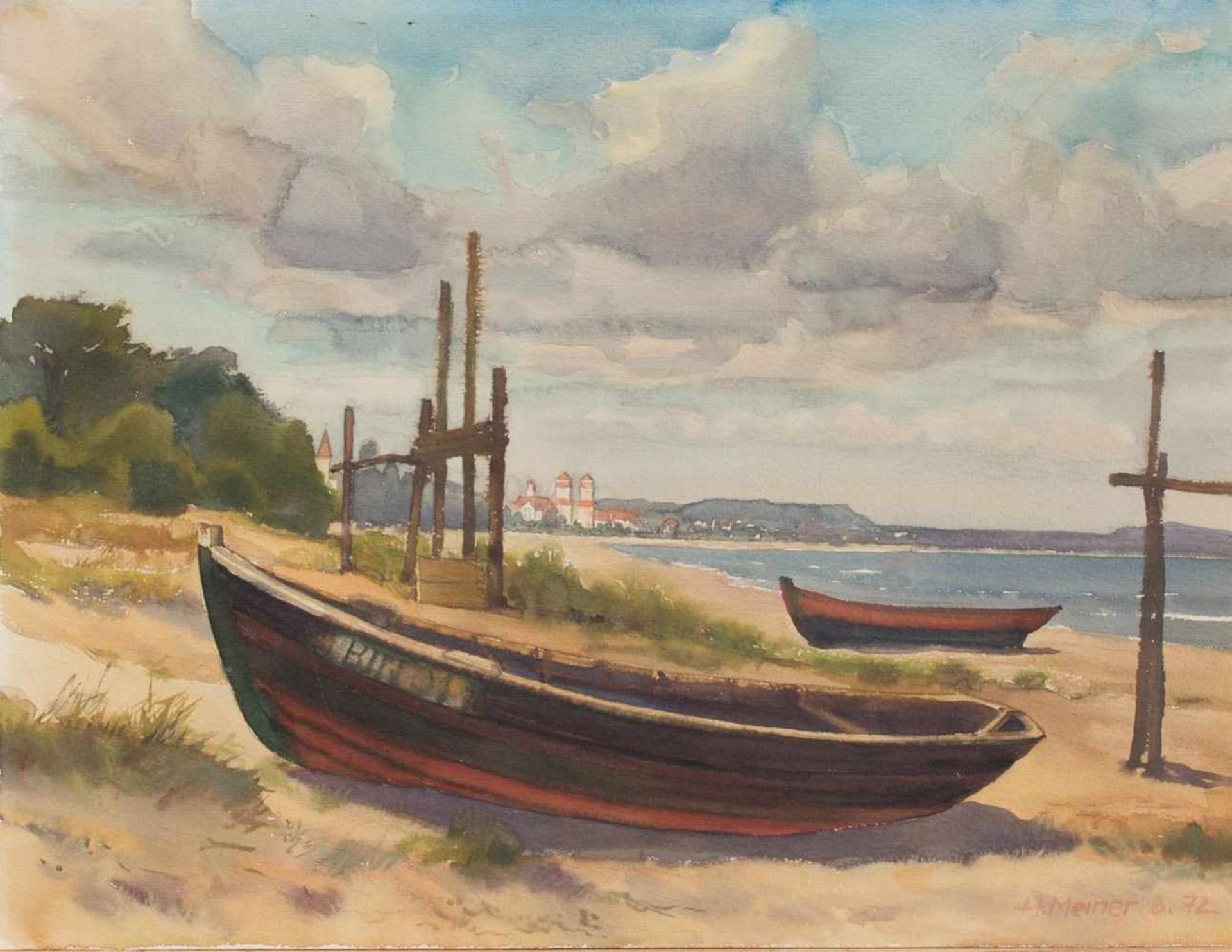 Helmut Meiner(deutscher Maler, Aquarellist u. Porzellanmaler d. 20. Jh.BinzAquarell, 36 x 47 cm,