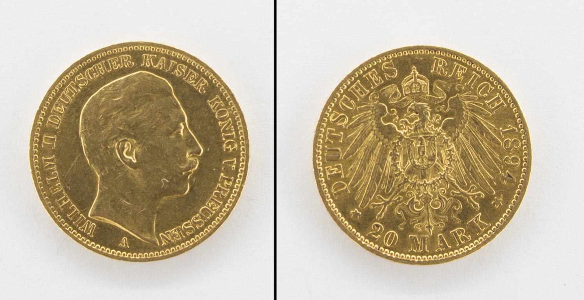 20 MarkPreussen 1894 A, Wilhelm II., Gold