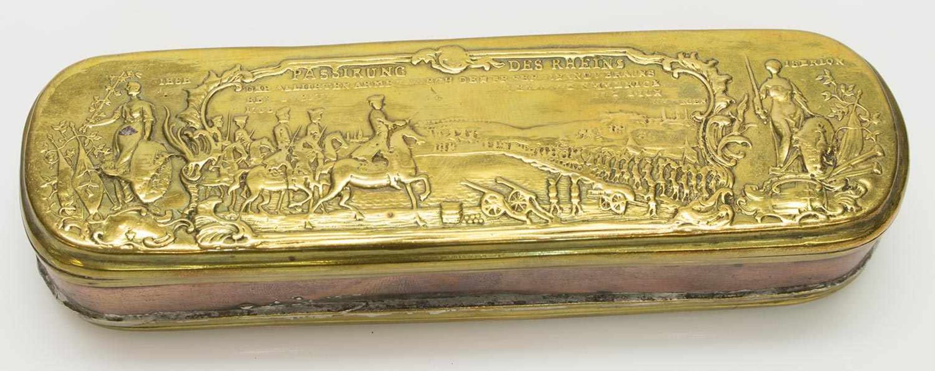 TabakdoseIserlohn um 1760, gemarkt Giese/ Iserlohn (Johann Heinrich Giese 1716-1761), Kupfer/