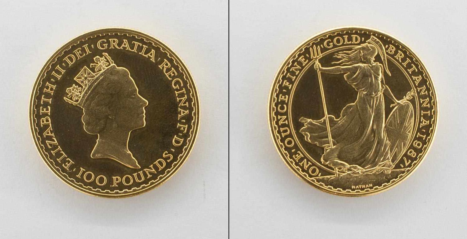 100 PfundGroßbritannien 1987, Britannia, 1 Unze Feingold