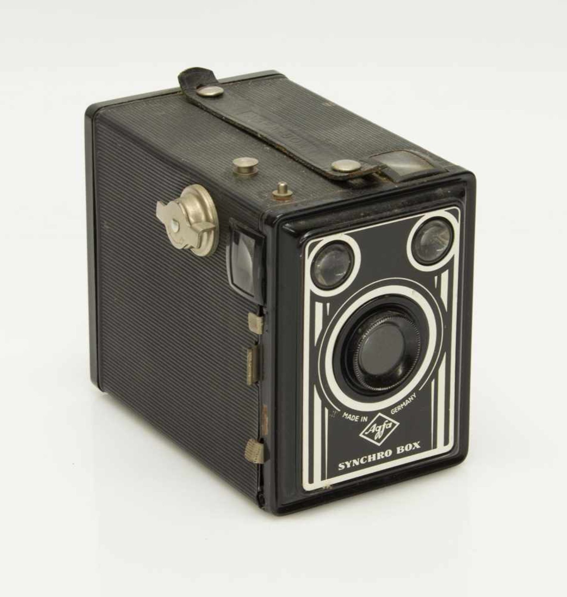 MetallboxAgfa Synchro Box, Agfa Kamerawerke München 1951, 6 x 9 cm, Objektiv Meniskus