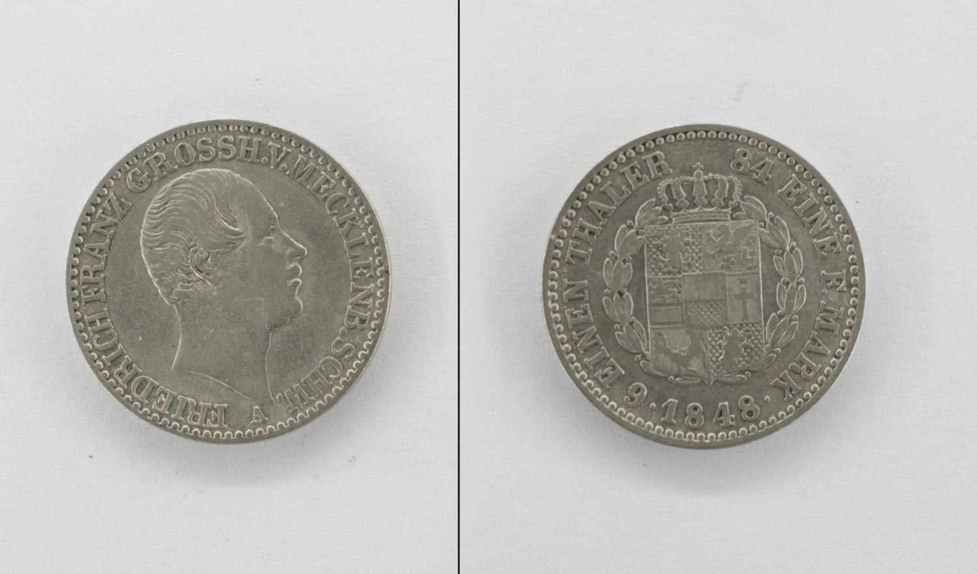 1/6 TalerMecklenburg Schwerin 1848, Friedrich Franz, Silber, vzgl.