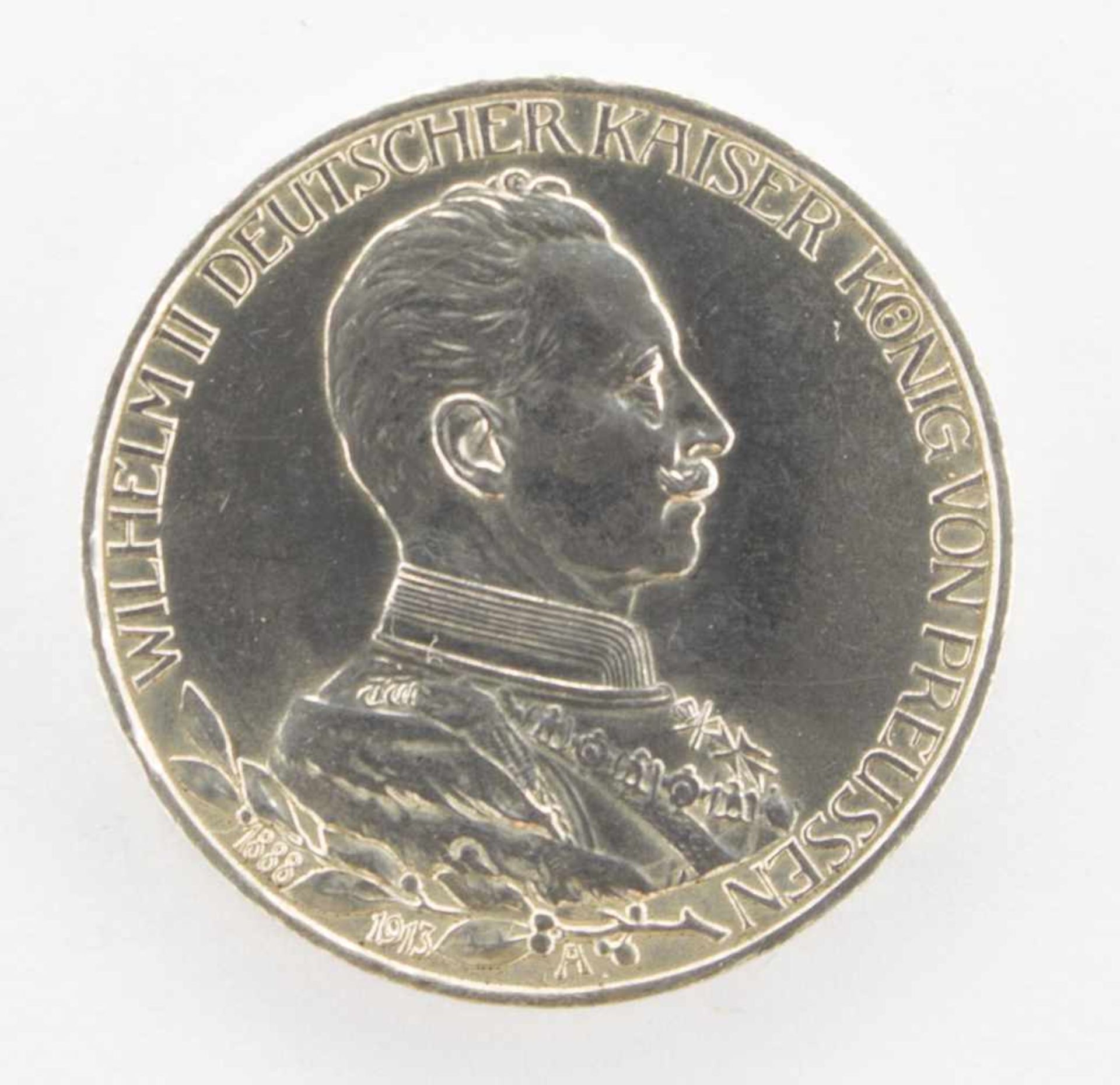 3 MarkPreussen 1913, Wilhelm II. in Uniform, Silber, ss-vzgl.