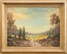 Unleserlich(expressiver Landschaftsmaler um 1920er Jahre)FrühlingsstimmungÖl/ Hartfaser, 44 x 56 cm,