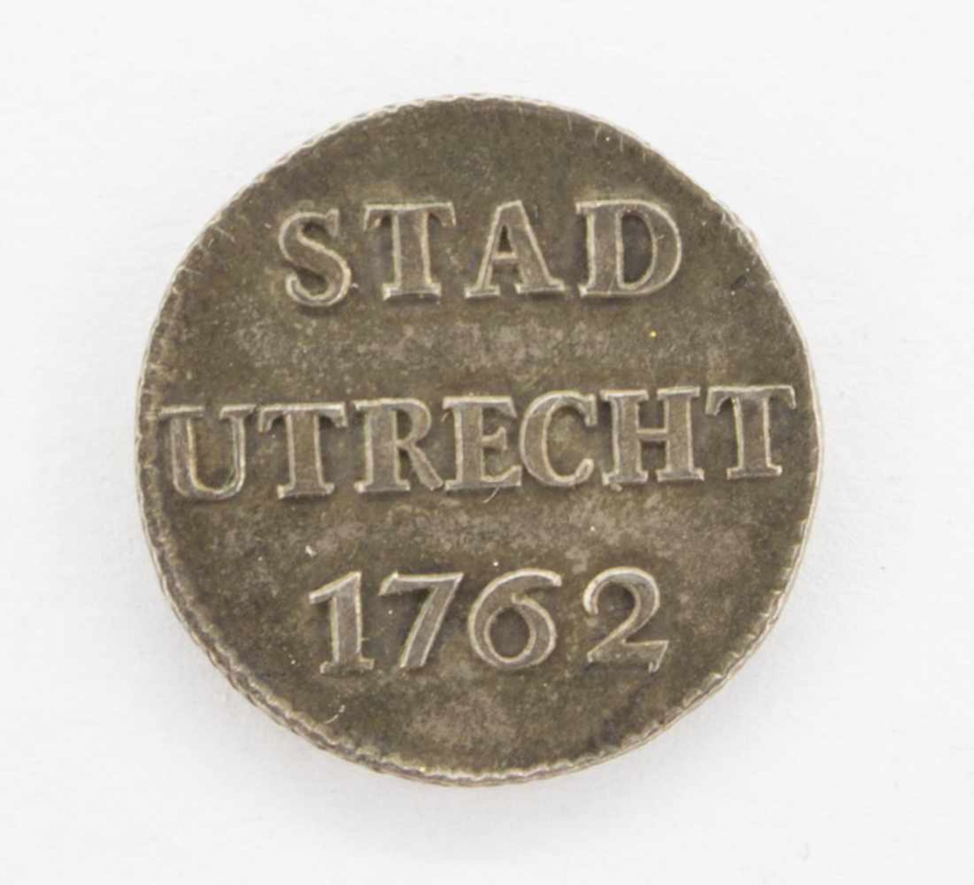 1 Duit (Deut)Utrecht Stad 1762, Wappen, Silberabschlag, vzgl. Randkerbe