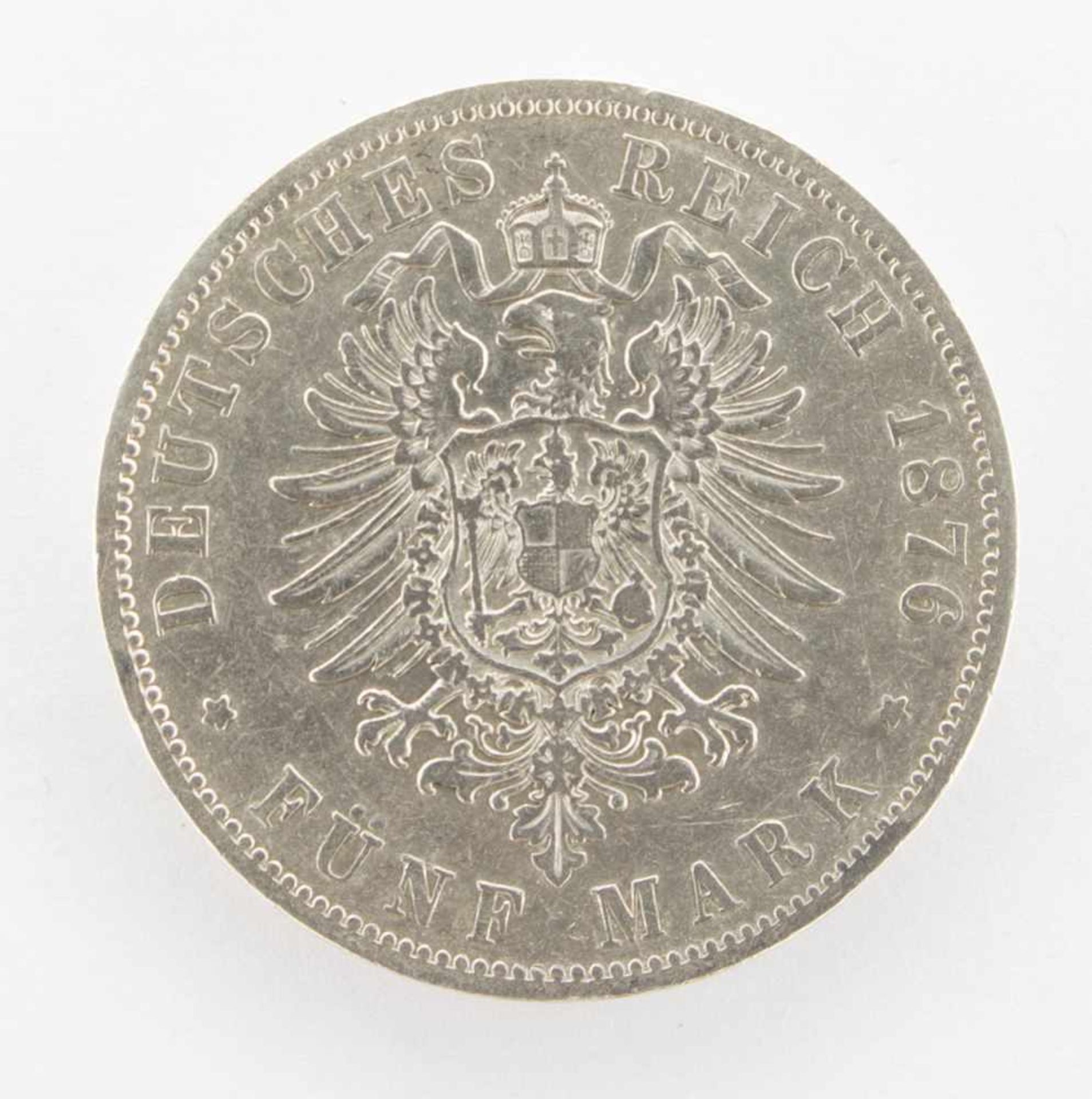 5 MarkPreussen 1876 B, Wilhelm, Silber, s-ss - Bild 2 aus 2
