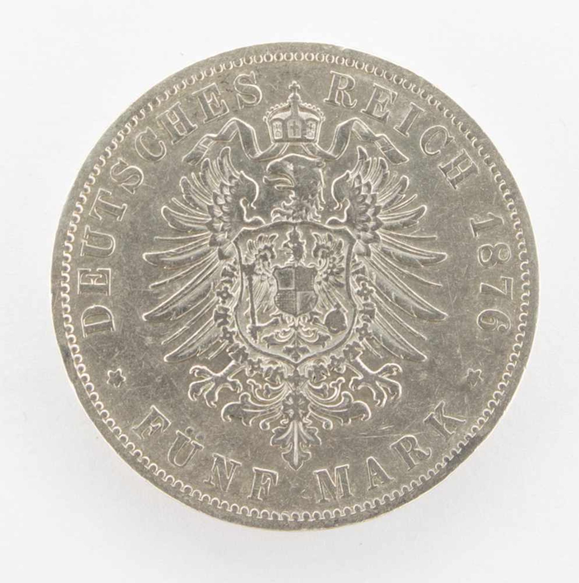 5 MarkPreussen 1876 B, Wilhelm, Silber, s-ss - Image 2 of 2