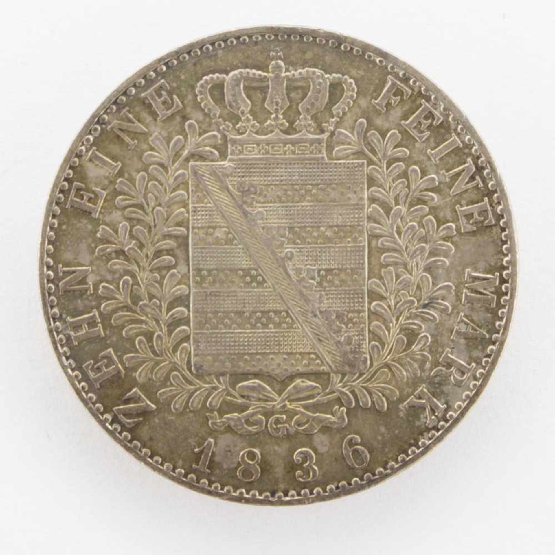 1 TalerSachsen 1836, Friedrich August, Silber, vzgl.+ - Bild 2 aus 2