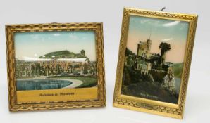 AndenkenbilderPaar Andenkenbilder um 1910, „Burg Rheinstein“ u. Mannheim“, gerahmte Farblithografien