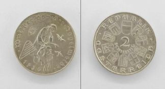 2 SchillingÖsterreich 1930, Walter v. d. Vogelweide, Silber, bankfr.