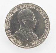 5 MarkPreussen 1914 A, Wilhelm II. in Uniform, Silber, ss-vzgl.