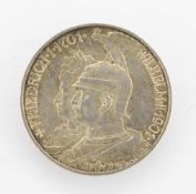 2 MarkPreussen 1901, Friedrich I./ Wilhelm II., Silber, ss+