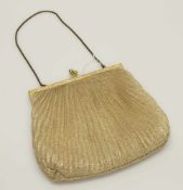 Abendtasche u. Portemonaieum 1950er Jahre, Princess/ Made in Germany, Goldfarbenes Lurex, 14 x 15 cm