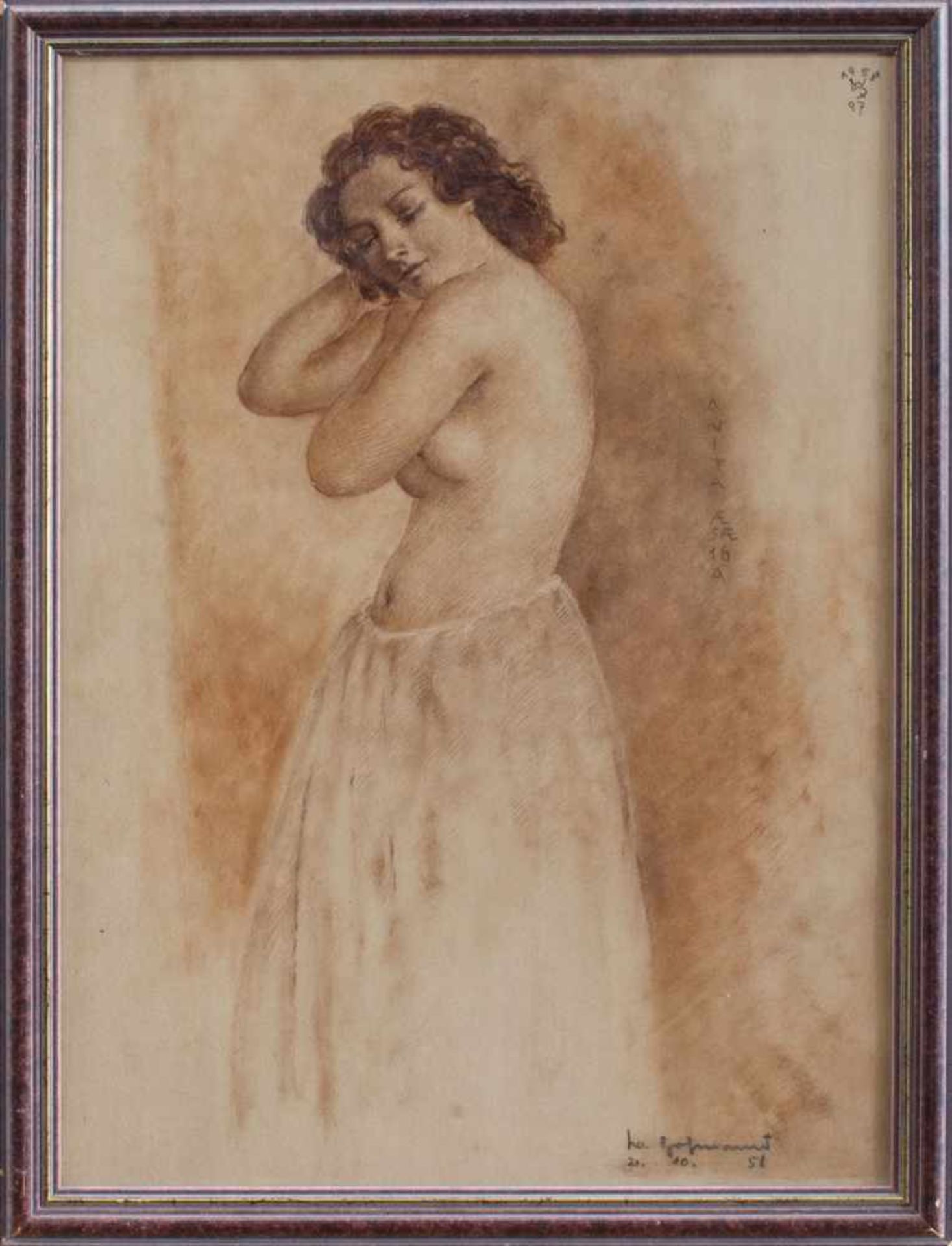Unbekannt(Maler u. Zeichner d. 20. Jh.)Anita 16Rötelzeichnung, 41 x 29 cm, gerahmt, unleserlich