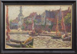 Meinshausen(Expressionist d. 1. Hälfte des 20. Jh.)Stadthafen mit FischerbootenÖl/ Leinwand, 43 x 66