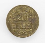 20 HellerDeutsch Ostafrika 1916 T, Kaiserkrone, 1. L nicht vollständig, ss+