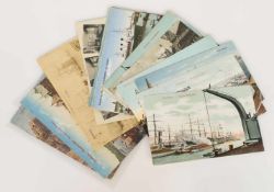 Lot Postkarten22 historische Postkarten ab ca. 1900, Segel-, Dampfschiffe u. Krananlagen