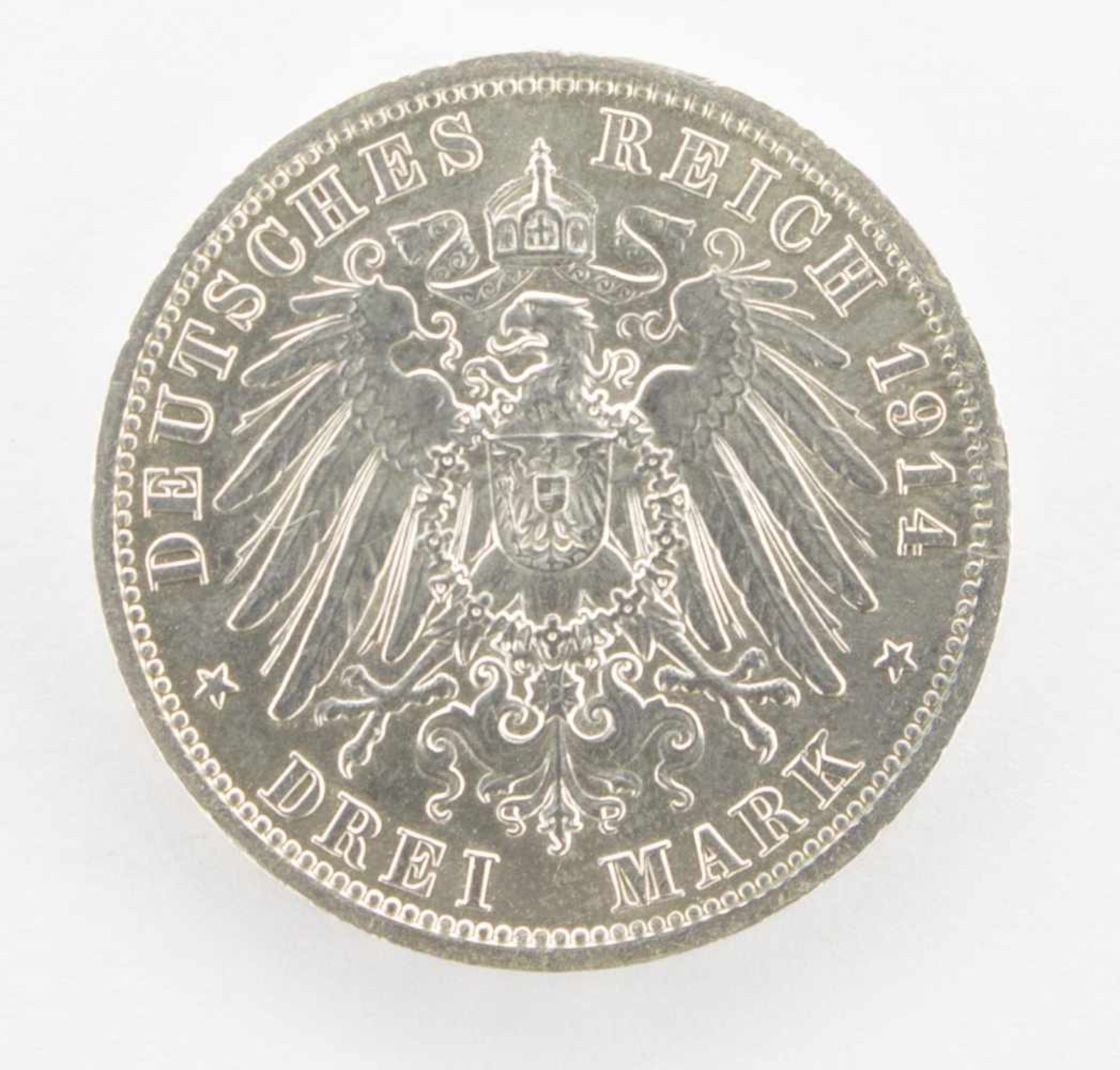 3 MarkAnhalt 1914 A, Silberhochzeit, Silber, vzgl. - Bild 2 aus 2