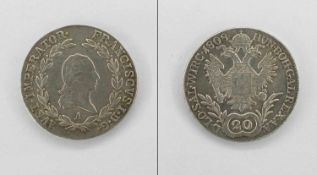 20 KreuzerÖsterreich 1808, Kaiser Franz II./ I., Silber, vzgl.