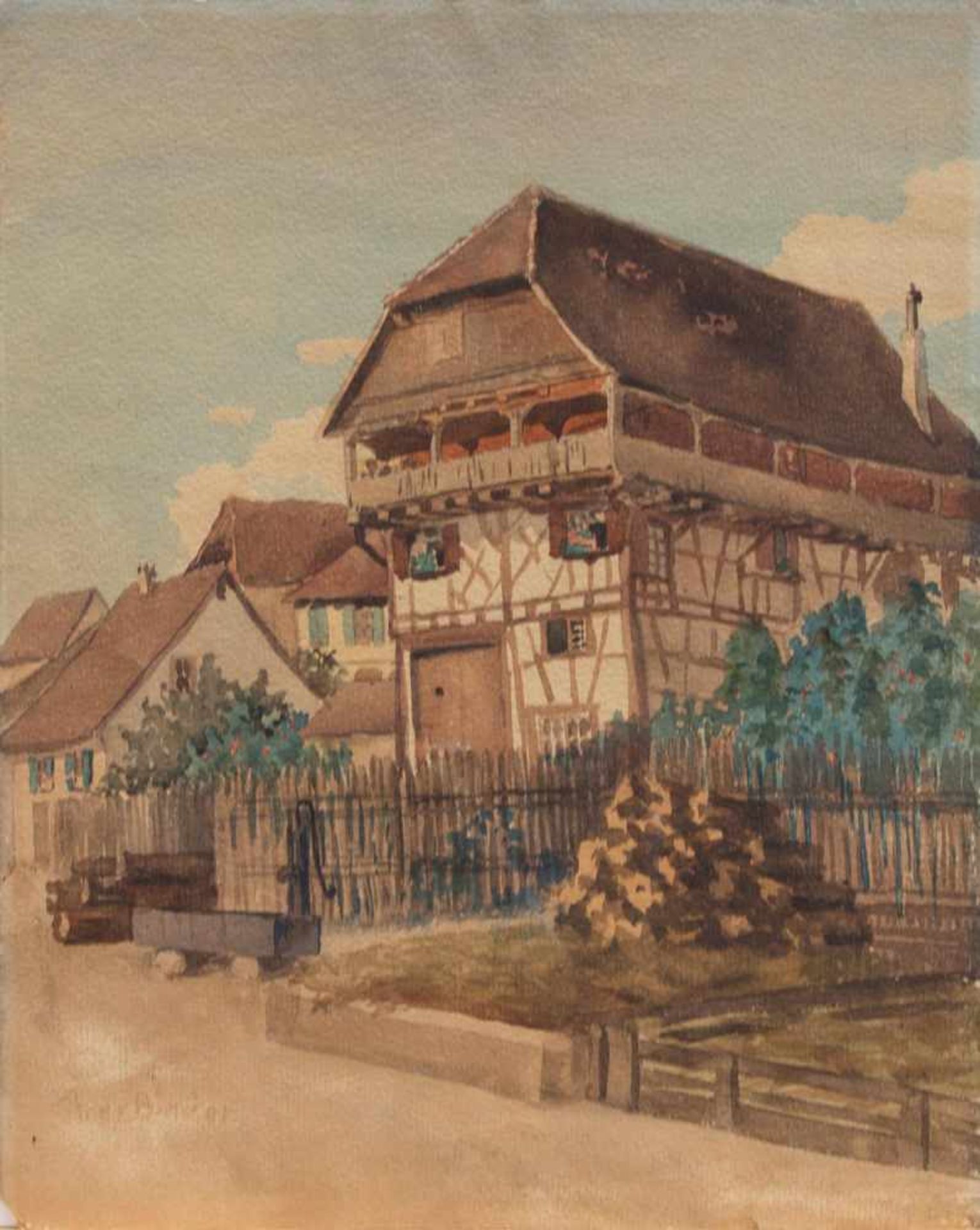 Tony Binder(Wien 1868 - 1944 Nörtlingen, österreichischer Orient- u. Landschaftsmaler)Gehöft in