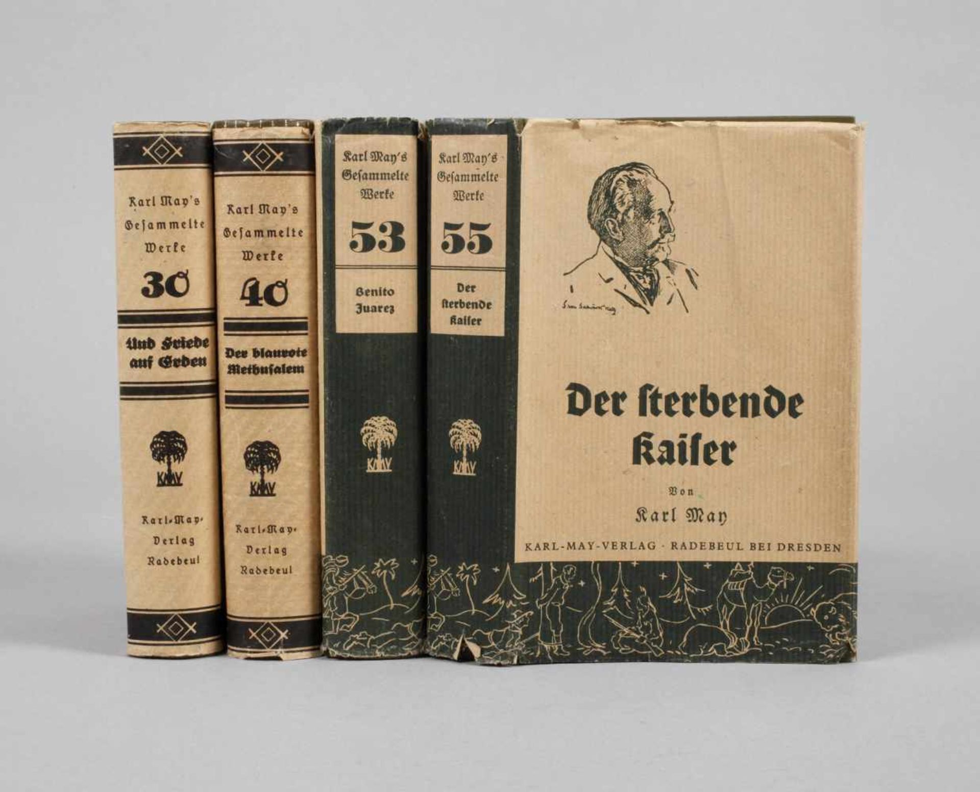 Konvolut Karl Mays gesammelte WerkeKarl-May-Verlag Radebeul 1922-1925, Format Kl. 8°, 4 Bde., Bd. 30