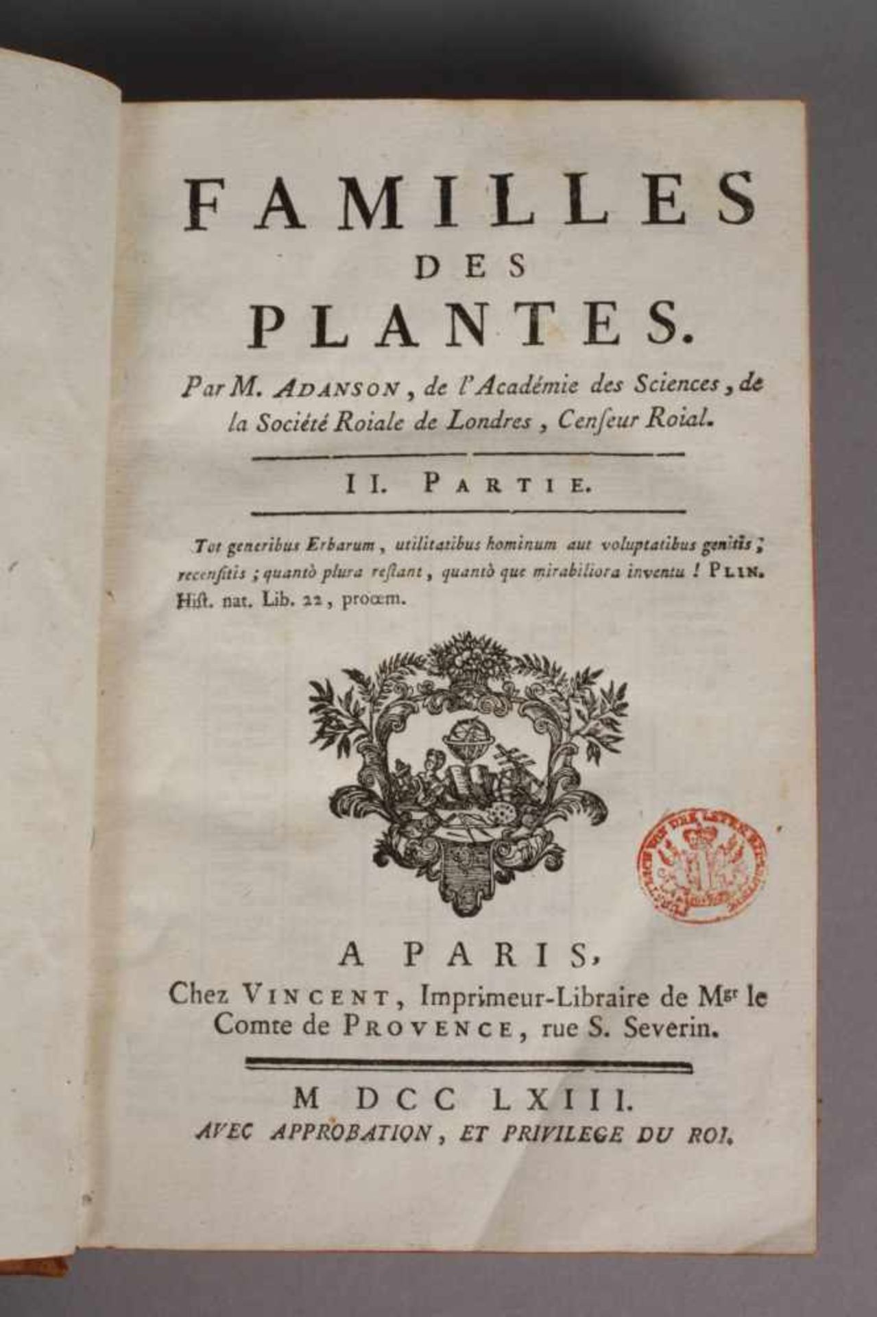 Michel AdansonFamilles des Plantes, par M. Adanson, de l'Académie des Scienses, de la Société Roiale - Image 2 of 4