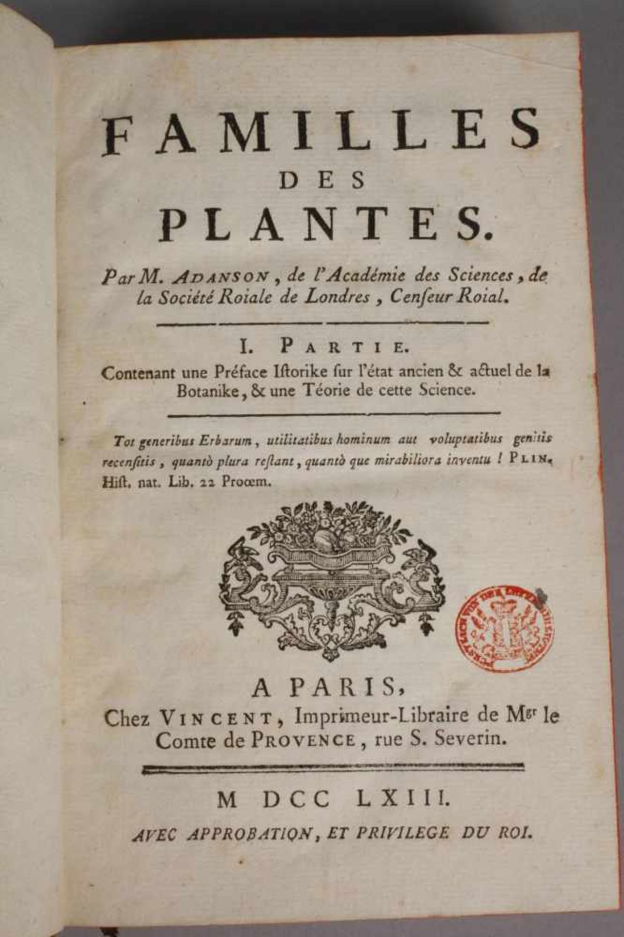 Michel AdansonFamilles des Plantes, par M. Adanson, de l'Académie des Scienses, de la Société Roiale - Image 3 of 4