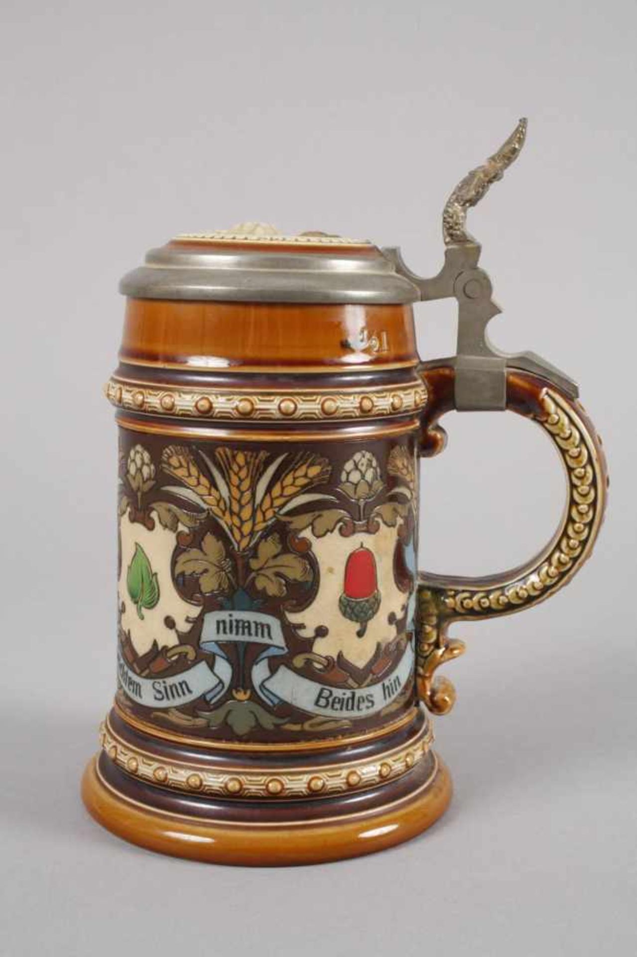 Villeroy & Boch Bierkrug Historismusum 1890, Prägemarke V & B Mettlach, Schriftzug gegen Nachbildung - Bild 4 aus 6