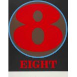 Robert Indiana, "eight" aus "Numbers"große, fast das gesamte Format ausfüllende Acht auf schwarzem
