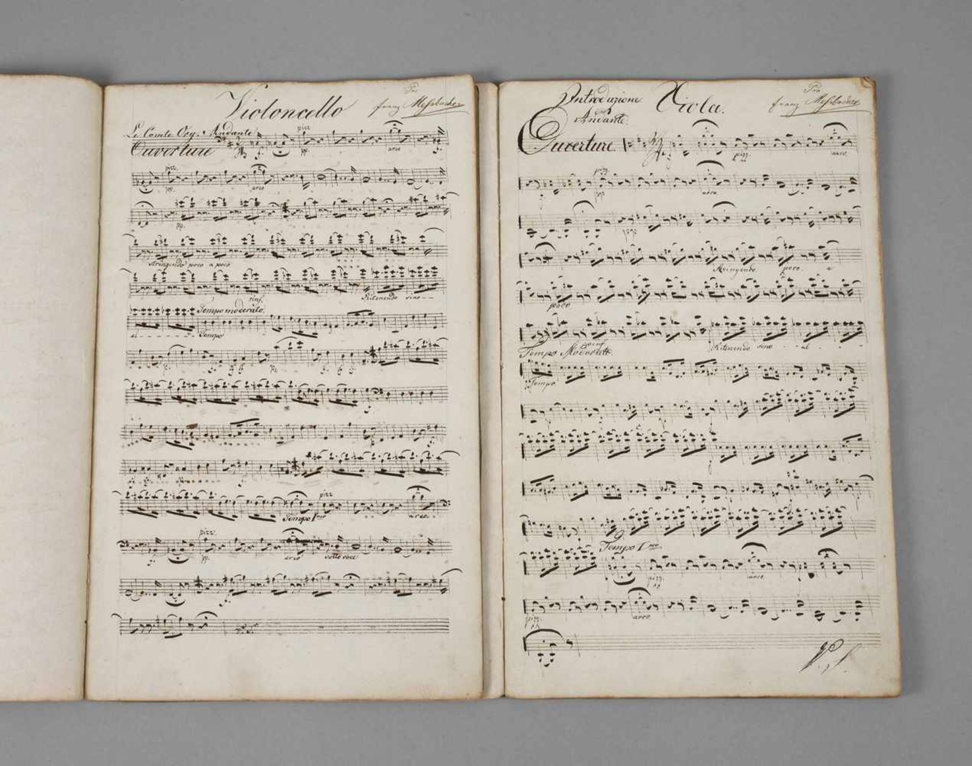 Paar Notenhefte 19. Jh.handschriftlich, Auszug aus einem Streichquartett für die