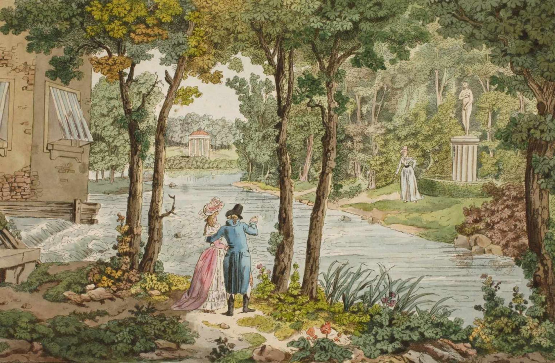 Joseph Schaffer, Sommerlicher ParkblickAnsicht einer Parkanlage im englischen Stil, mit großem Teich