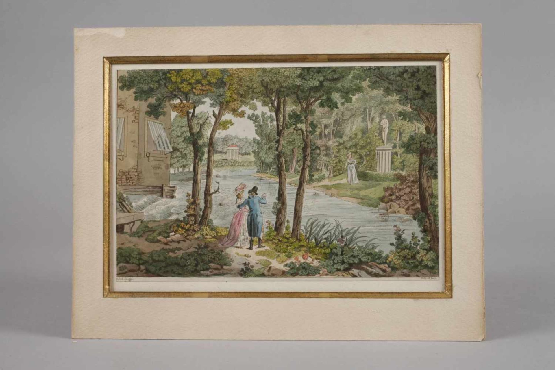 Joseph Schaffer, Sommerlicher ParkblickAnsicht einer Parkanlage im englischen Stil, mit großem Teich - Bild 5 aus 5