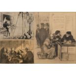 Honoré Daumier, Konvolut Karikaturendrei typische Arbeiten des bedeutenden Künstlers, Lithographien,