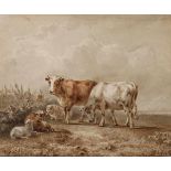 Jan B. Tom, attr., Kühe und Schafe auf der Weidestehende und ruhende Schafe sowie Kühe in flacher