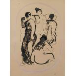 Marino Marini, Figurative KompositionGruppe von teils unbekleideten Frauen, eingefasst in ein