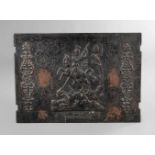 Barocke Kaminplatte/Takenplatte18. Jh., Motiv des Heiligen Georg als Drachentöter, darunter