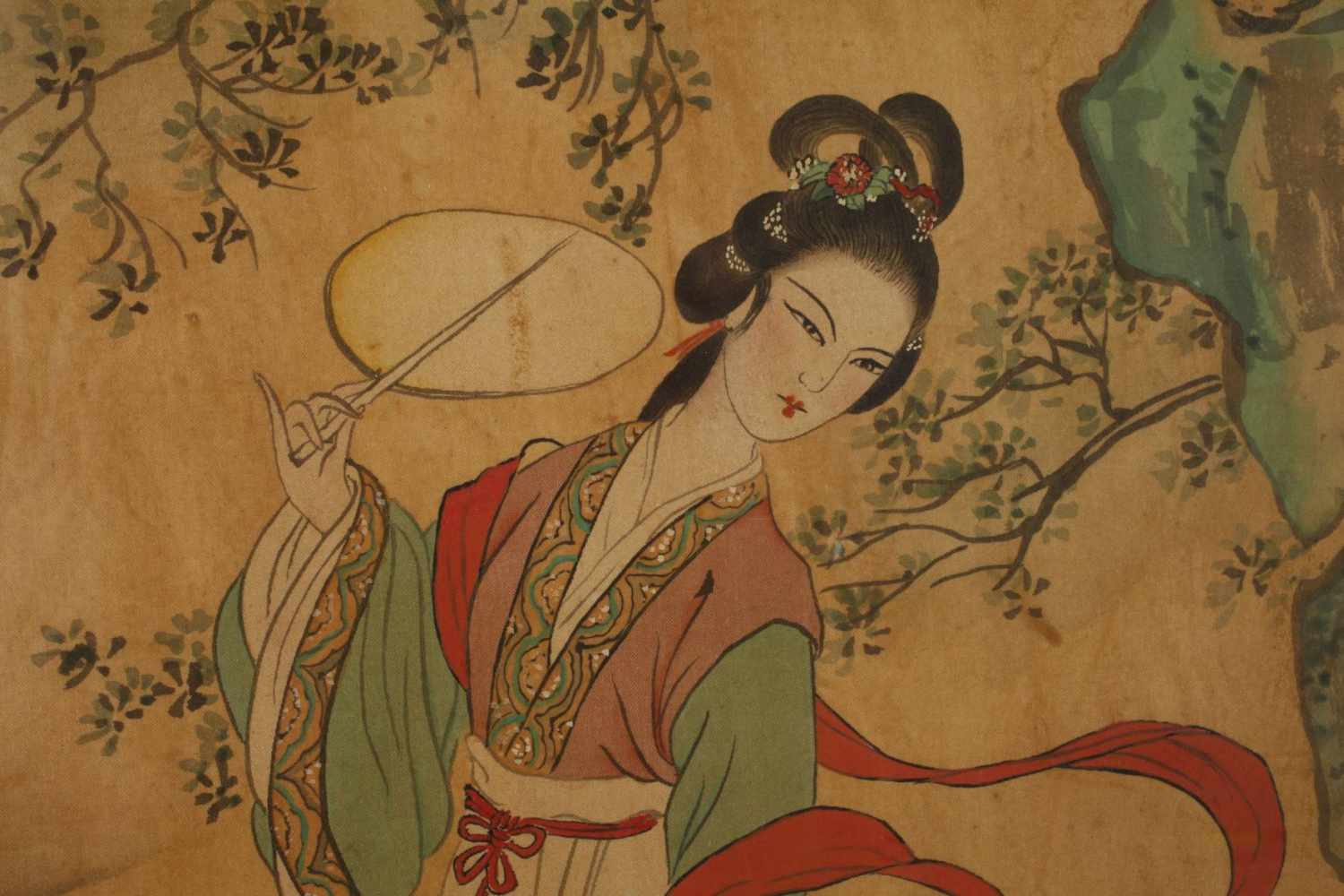 SeidenmalereiChina, Anfang 20. Jh., ungemarkt, Mischtechnik auf Seide, Darstellung einer hübschen - Image 3 of 3