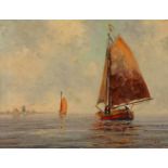 Siscka, Segelboote vor der Küstepastose Marinemalerei in kraftvoller Farbigkeit, partiell in