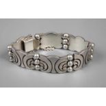 Breites Silberarmbandum 1970, Silber gestempelt 925 und weitere Marken, ca. 20 mm breite florale