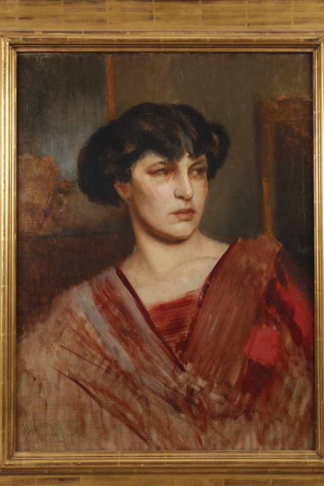 Prof. Leopold Schmutzler, Dame im roten KleidFrau mit schwarzem Haar und mit leicht zur Seite - Image 2 of 5