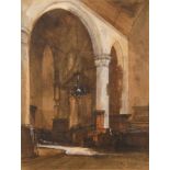 Johannes Bosboom, KircheninneresBlick in das Seitenschiff einer Kirche mit einfallendem Licht,