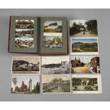 Ansichtskartenalbumum 1910, ca. 120 vorwiegend topographische Postkarten, viel Sachsen, auch