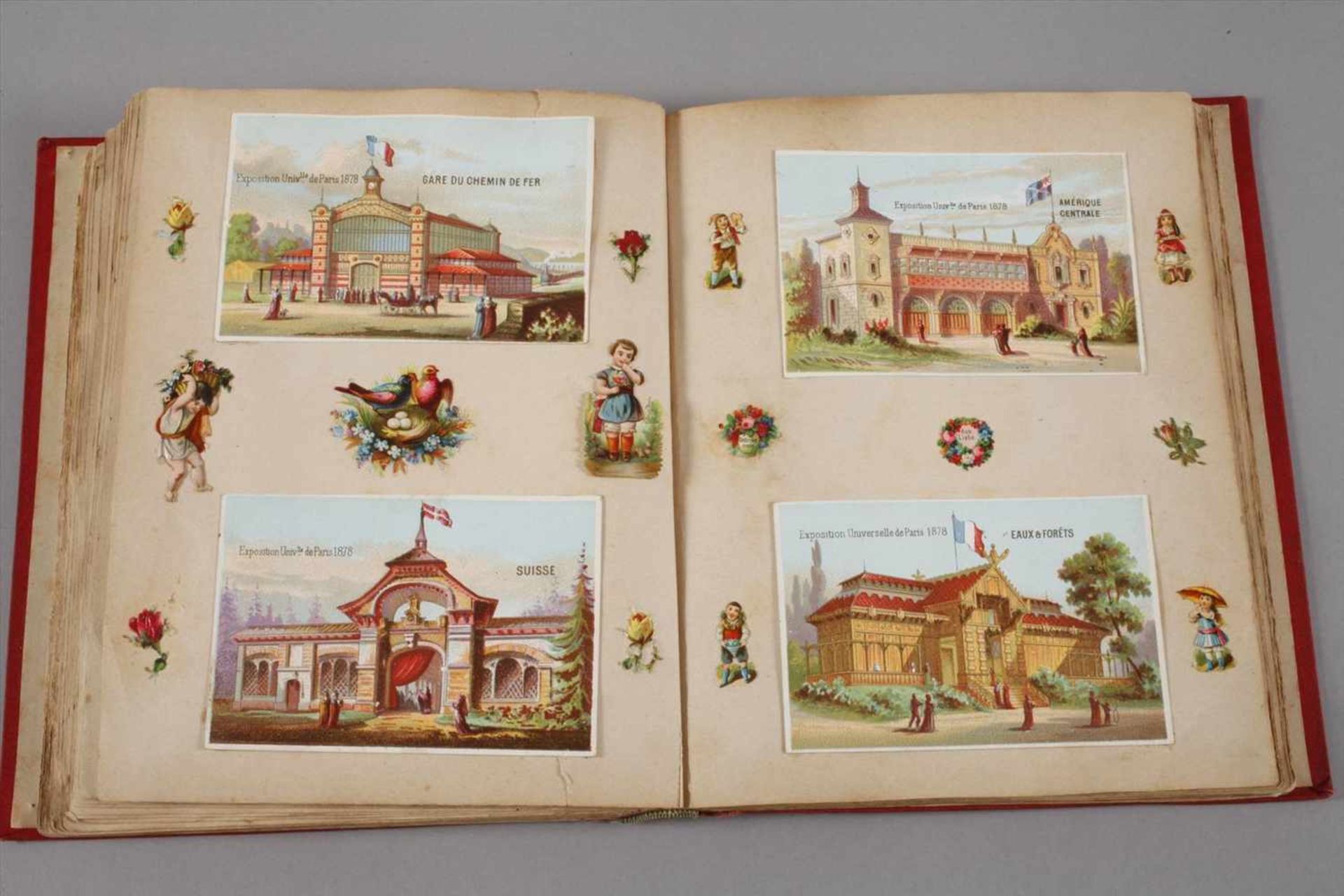 Oblatenalbum um 1880, 42 Blatt mit über 1000 Kinder- und Blumenmotiven, teisl Luxusbilder, - Bild 5 aus 7