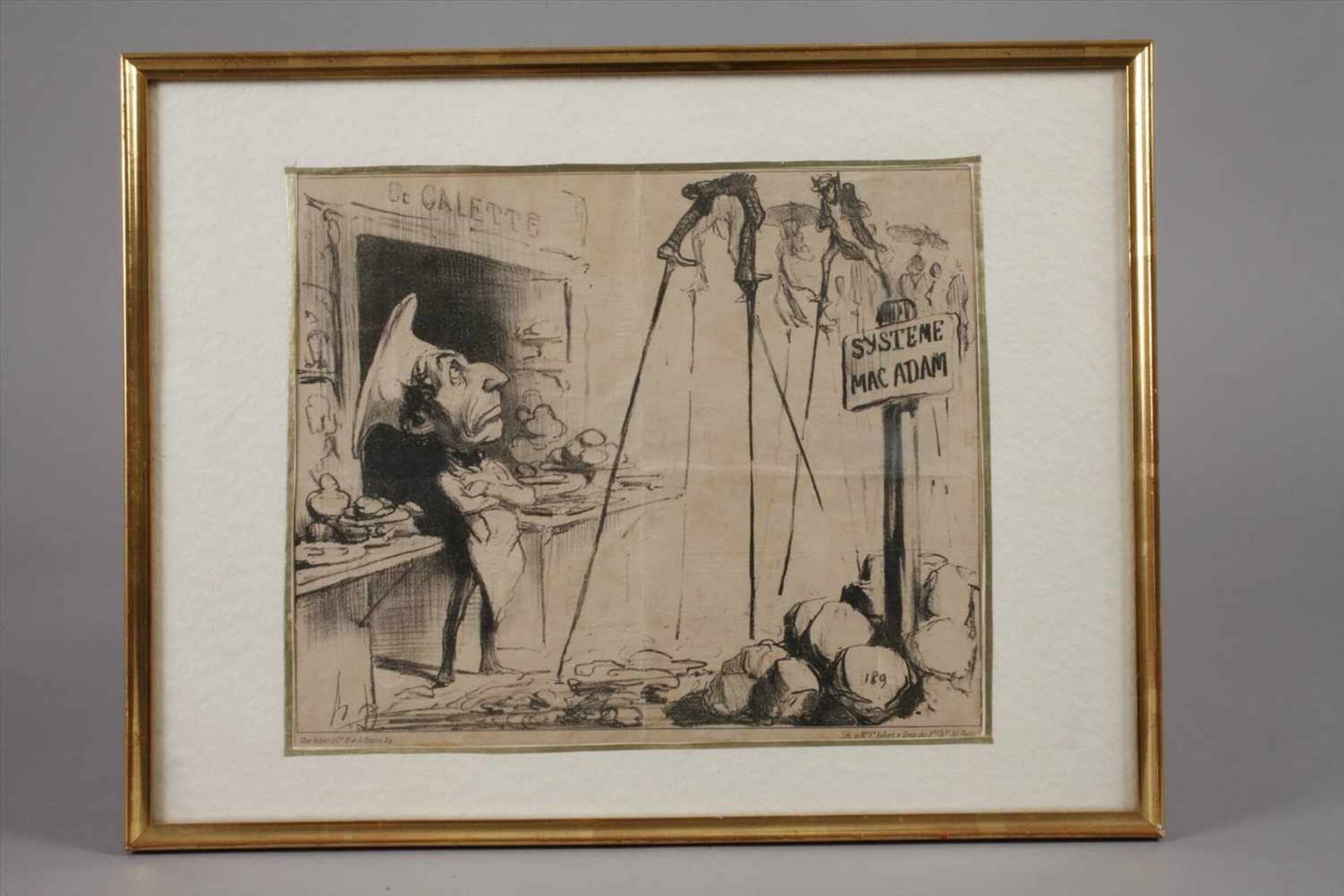 Honoré Daumier, Konvolut Karikaturendrei typische Arbeiten des bedeutenden Künstlers, Lithographien, - Bild 2 aus 8